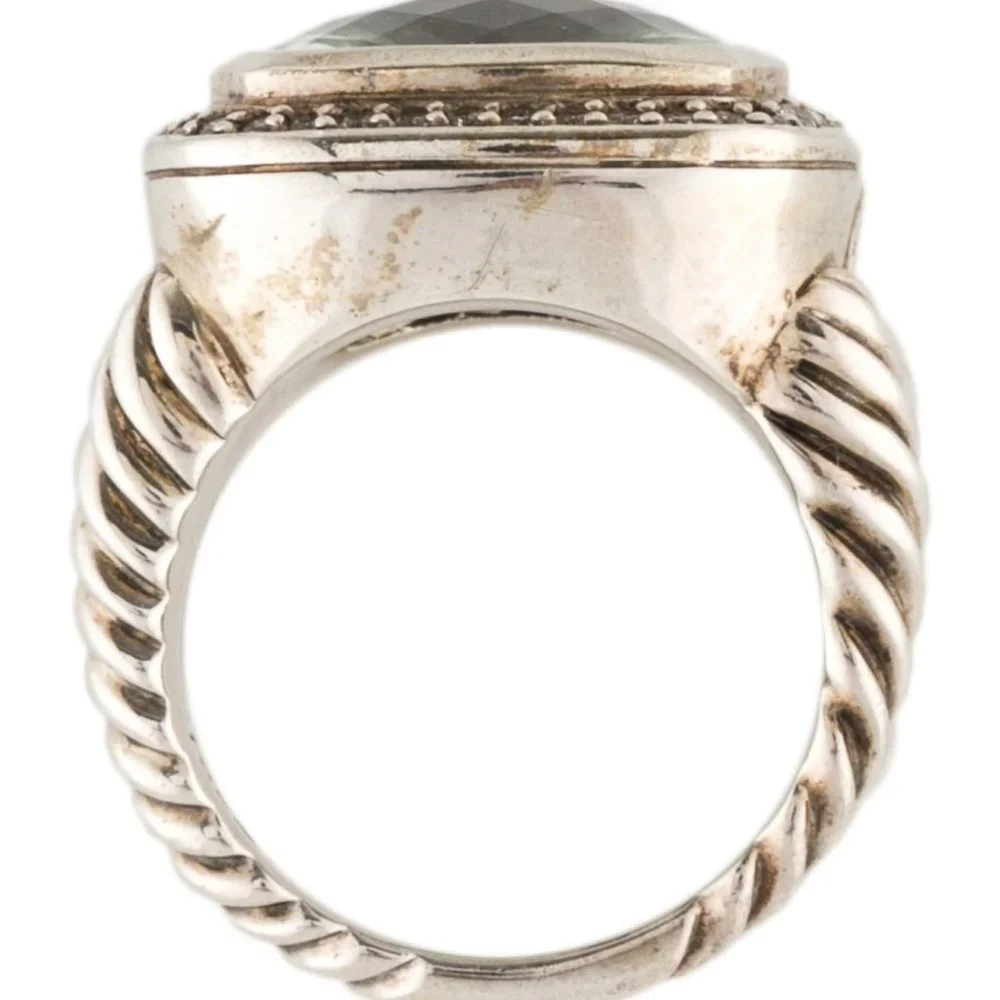 DAVID YURMAN STERLING SILVER 925 PARASIOLITE & DIAMOND ALBION RING - Picture 6 of 6